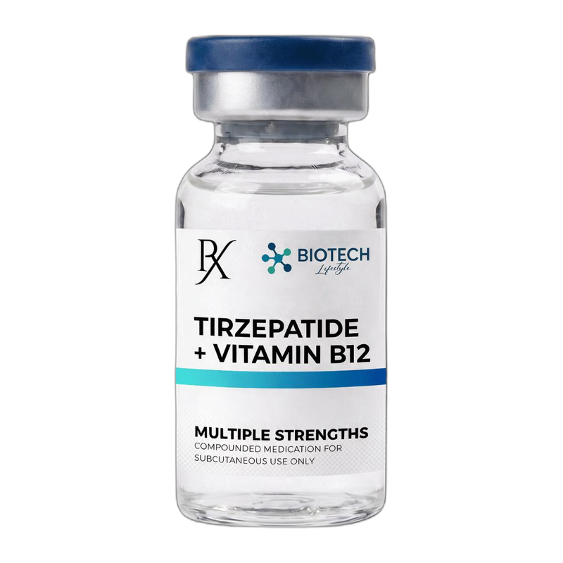 Compounded Tirzepatide with Vitamin B12 vial